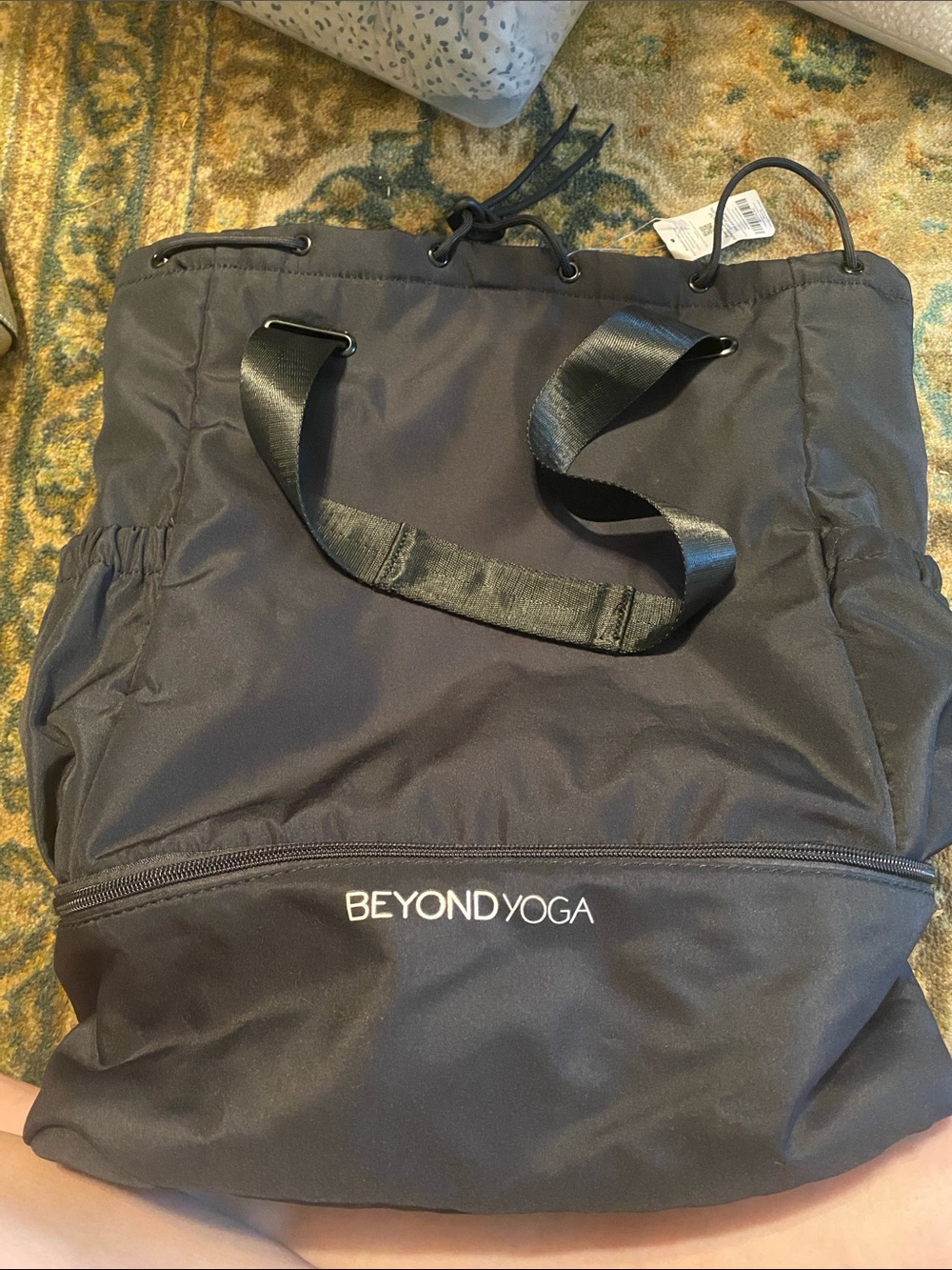 Beyond Yoga Black Drawstring Tote Backpack